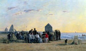 Scène de plage à Trouville - Coucher de soleil, 1867 - Eugene Louis Boudin